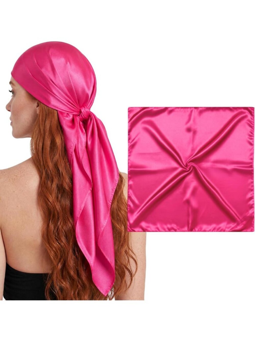 Luxurious 100% Mulberry Silk Large Head Scarf Bandana - 36" Square, 19 Momme